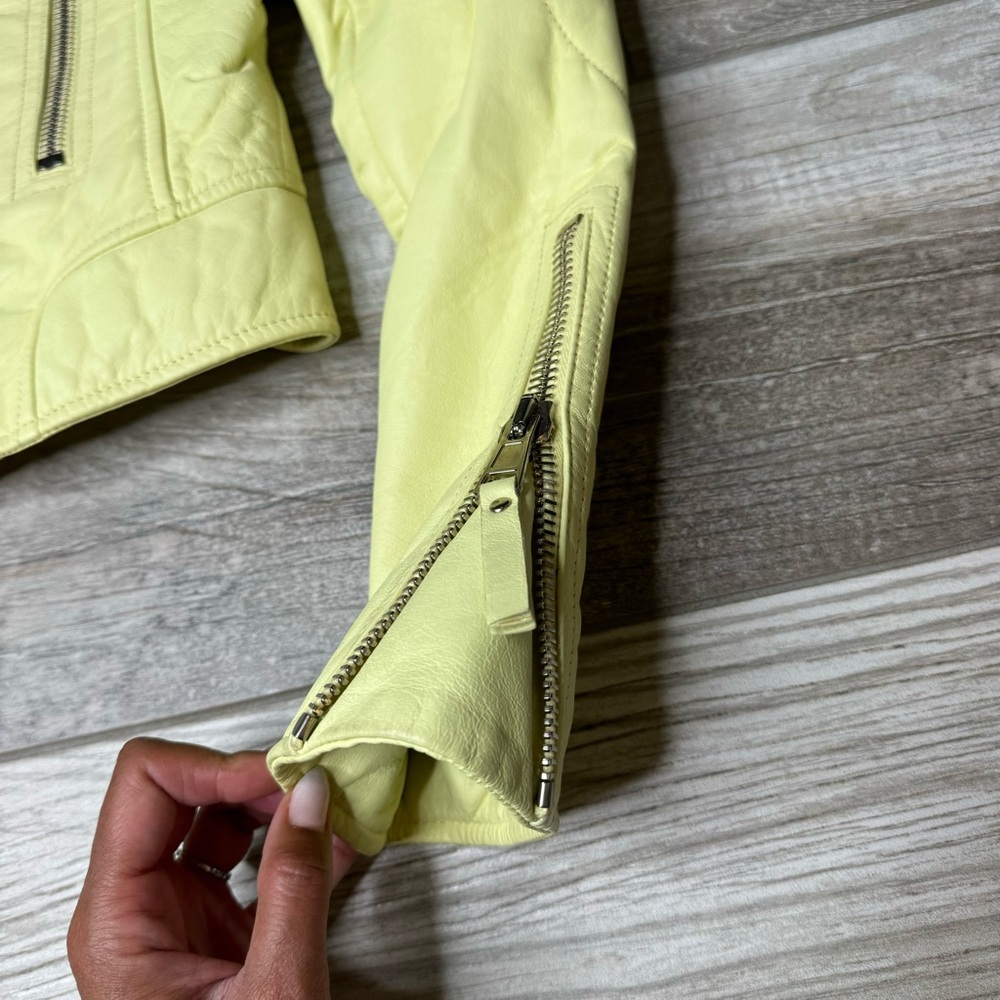 BALENCIAGA Neon Leather Moto Jacket Size 36 - Picture 7 of 13